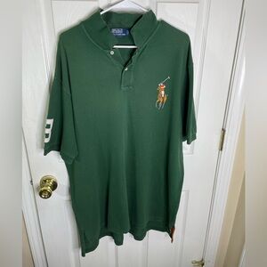 Vintage Polo Ralph Lauren Flesh Big Pony Polo Shirt Green Men’s XXL Embroidered